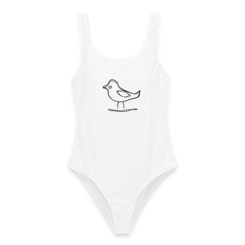 Vogel auf einem Zweig handgezeichnet - Frauen Badeanzug - Weiß - Vorne - AI Model Female 172 dark (172cm)