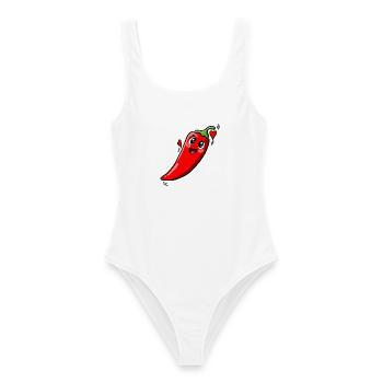 Chili_Pepper - Frauen Badeanzug - Weiß - Vorne - AI Model Female 172 dark (172cm)