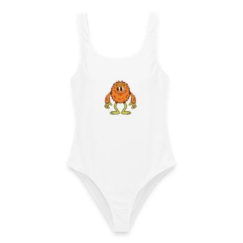 Süßes orangefarbenes Monster mit einem freundlichen Lächeln - Frauen Badeanzug - Weiß - Vorne - AI Model Female 172 dark (172cm)