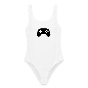 Gaming Controller - Frauen Badeanzug - Weiß - Vorne - AI Model Female 172 dark (172cm)