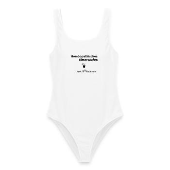 Homoeopathisches_Eimersaufen - Frauen Badeanzug - Weiß - Vorne - AI Model Female 172 dark (172cm)