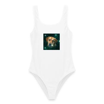 Weltraumhund Sternenpfote - Frauen Badeanzug - Weiß - Vorne - AI Model Female 172 dark (172cm)