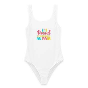 Tagesmutter Proud To Be An Au Pair Nanny - Frauen Badeanzug - Weiß - Vorne - AI Model Female 172 dark (172cm)