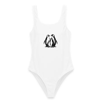Pinguin-Familie - Frauen Badeanzug - Weiß - Vorne - AI Model Female 172 dark (172cm)