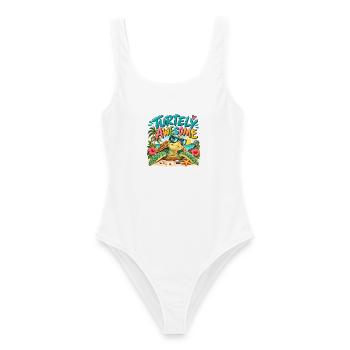 Turtely Awesome Beach Turtle - Frauen Badeanzug - Weiß - Vorne - AI Model Female 172 dark (172cm)