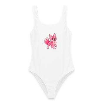 Kawaii Pink Coyote - Frauen Badeanzug - Weiß - Vorne - AI Model Female 172 dark (172cm)