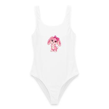 Kawaii-Pinkkiefer mit großem Bogen - Frauen Badeanzug - Weiß - Vorne - AI Model Female 172 dark (172cm)