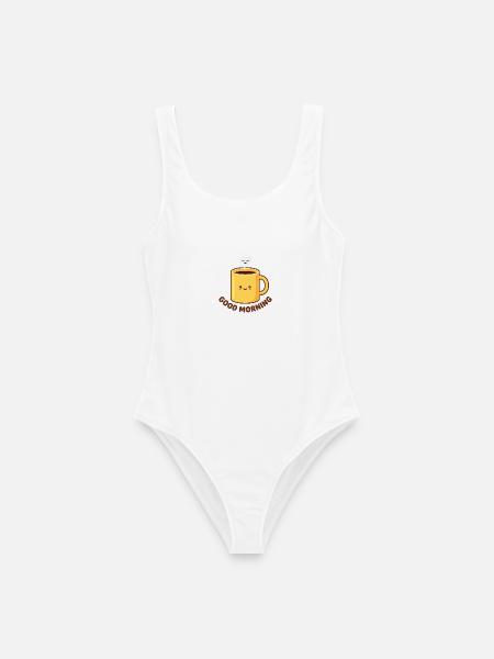 Guten Morgen Kawaii Kaffeetasse - Frauen Badeanzug - Weiß