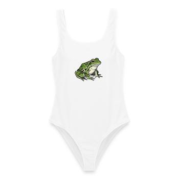 Frosch  - Frauen Badeanzug - Weiß - Vorne - AI Model Female 172 dark (172cm)