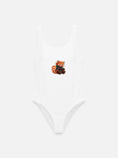 Red Panda Gamer mit Controller - Frauen Badeanzug - Weiß