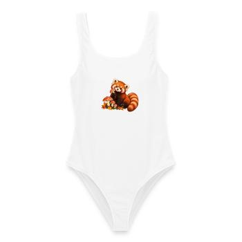 Roter Panda mit Waldpilzen - Frauen Badeanzug - Weiß - Vorne - AI Model Female 172 dark (172cm)