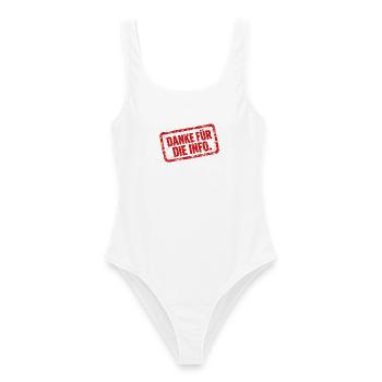 Danke für die Info - ironisches Shirt - Frauen Badeanzug - Weiß - Vorne - AI Model Female 172 dark (172cm)