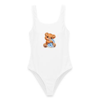 Teddybär mit Kawaii-Decke - Frauen Badeanzug - Weiß - Vorne - AI Model Female 172 dark (172cm)