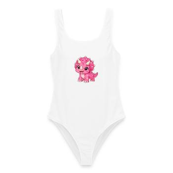 Triceratops Pink Kawaii - Frauen Badeanzug - Weiß - Vorne - AI Model Female 172 dark (172cm)