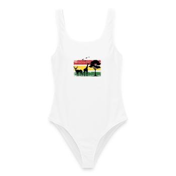 Afrika Safaritour Tiere Africa Five Urlaub - Frauen Badeanzug - Weiß - Vorne - AI Model Female 172 dark (172cm)