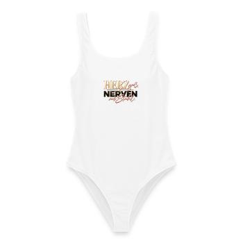 Lehrerin mit Herz & Nerven aus Stahl Geschenk - Frauen Badeanzug - Weiß - Vorne - AI Model Female 172 dark (172cm)