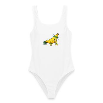 Fitness Banane Cartoon - Frauen Badeanzug - Weiß - Vorne - AI Model Female 172 dark (172cm)