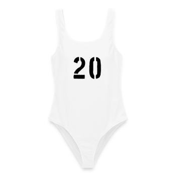20 - Frauen Badeanzug - Weiß - Vorne - AI Model Female 172 dark (172cm)