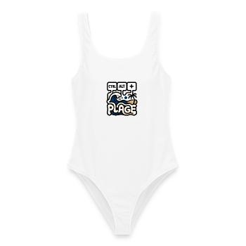 Humor Büro STRG ALT BEACH - Frauen Badeanzug - Weiß - Vorne - AI Model Female 172 dark (172cm)
