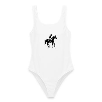 Rennpferdejockey - Frauen Badeanzug - Weiß - Vorne - AI Model Female 172 dark (172cm)
