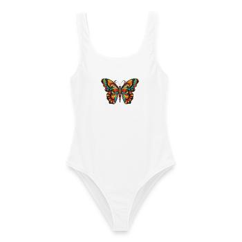 Schmetterling Bunte Ornamente - Frauen Badeanzug - Weiß - Vorne - AI Model Female 172 dark (172cm)