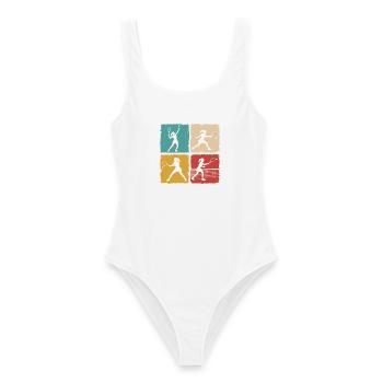 Retro Tennisspielerin Vintage Grunge Design - Frauen Badeanzug - Weiß - Vorne - AI Model Female 172 dark (172cm)