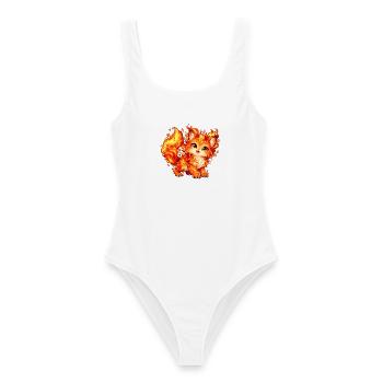 Kawaii Feuerkatze - Frauen Badeanzug - Weiß - Vorne - AI Model Female 172 dark (172cm)