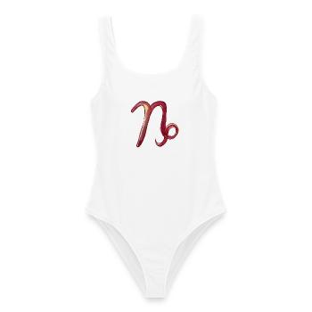 Crimson Letter N Aquarell - Frauen Badeanzug - Weiß - Vorne - AI Model Female 172 dark (172cm)