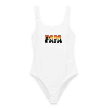 Papa Bogenschießen Retro Vater & Kind - Frauen Badeanzug - Weiß - Vorne - AI Model Female 172 dark (172cm)