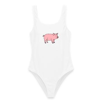 Schwein rosa Metzger Fleischer Geschenk - Frauen Badeanzug - Weiß - Vorne - AI Model Female 172 dark (172cm)
