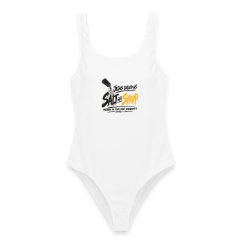 Graffiti-Skript-Burst-Logo - Frauen Badeanzug - Weiß - Vorne - AI Model Female 172 dark (172cm)