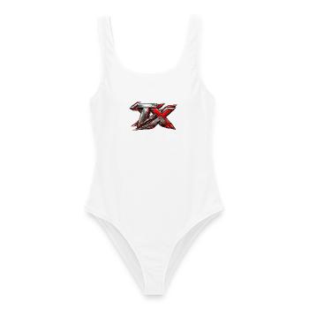 Rotes Metall TX Logo Battle Edition - Frauen Badeanzug - Weiß - Vorne - AI Model Female 172 dark (172cm)