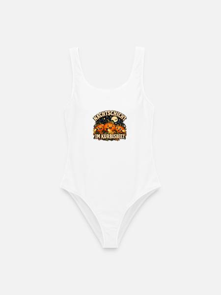 Nachtschicht im Kürbisbeet  Halloween Design Motiv - Frauen Badeanzug - Weiß
