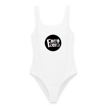 Forrozeira – Schlichtes Forro Statement - Frauen Badeanzug - Weiß - Vorne - AI Model Female 172 dark (172cm)
