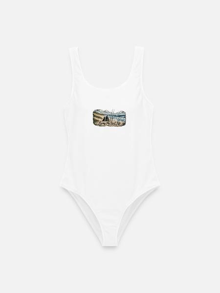Living My Best Life am Strand - Frauen Badeanzug - Weiß