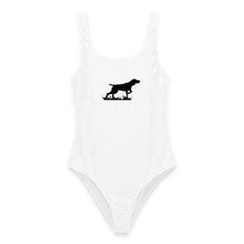 Jagdhund Hundsilhouette - Frauen Badeanzug - Weiß - Vorne - AI Model Female 172 dark (172cm)