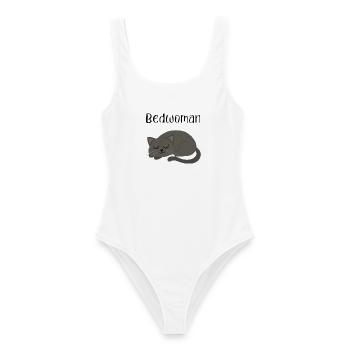 Katzen Nachthemd Schlafanzug Pyjama Bedwoman - Frauen Badeanzug - Weiß - Vorne - AI Model Female 172 dark (172cm)