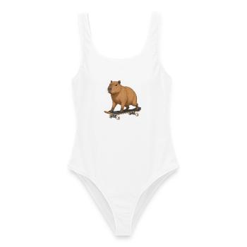 Capybara auf Skateboard - Frauen Badeanzug - Weiß - Vorne - AI Model Female 172 dark (172cm)