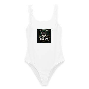 Team Wolf Namensschild Familienname Firma Name - Frauen Badeanzug - Weiß - Vorne - AI Model Female 172 dark (172cm)