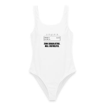 Zehn Schaulustige. Null Ersthelfer. - Frauen Badeanzug - Weiß - Vorne - AI Model Female 172 dark (172cm)