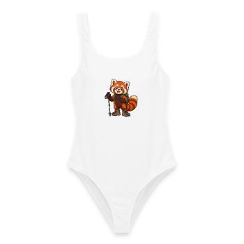 Wandern mit Red Panda mit Rucksack und Stiefeln - Frauen Badeanzug - Weiß - Vorne - AI Model Female 172 dark (172cm)