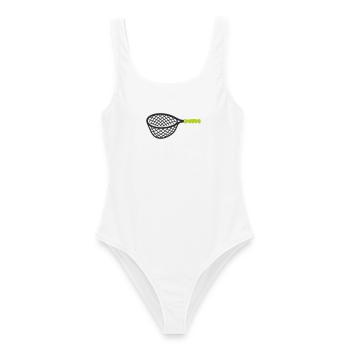 Angelkescher Netz Grafik - Frauen Badeanzug - Weiß - Vorne - AI Model Female 172 dark (172cm)