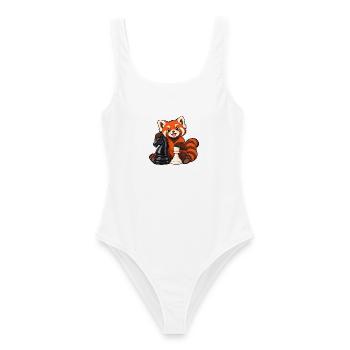 Schachroter Panda mit Springer und Bauer - Frauen Badeanzug - Weiß - Vorne - AI Model Female 172 dark (172cm)