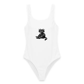 Die mythische dreiköpfige Katze - Frauen Badeanzug - Weiß - Vorne - AI Model Female 172 dark (172cm)