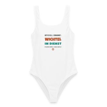 Team Wichtel im Dienst - Pflicht erfüllt Kekse - Frauen Badeanzug - Weiß - Vorne - AI Model Female 172 dark (172cm)