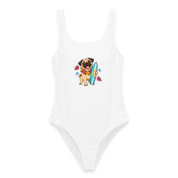 Mops Hund süßer Mops niedlicher Mops - Frauen Badeanzug - Weiß - Vorne - AI Model Female 172 dark (172cm)