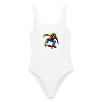 Skater Monster - Frauen Badeanzug - Weiß - Vorne - AI Model Female 172 dark (172cm)