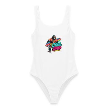 Surferaffe Neon Tropenstil - Frauen Badeanzug - Weiß - Vorne - AI Model Female 172 dark (172cm)