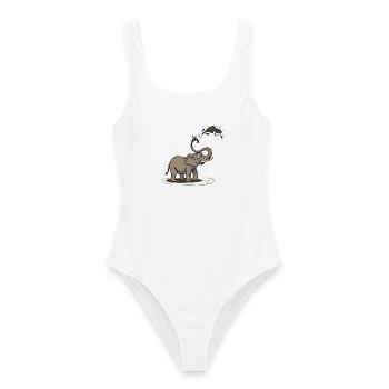 Dreck Schwingender Cartoon Elefant Spaß - Frauen Badeanzug - Weiß - Vorne - AI Model Female 172 dark (172cm)