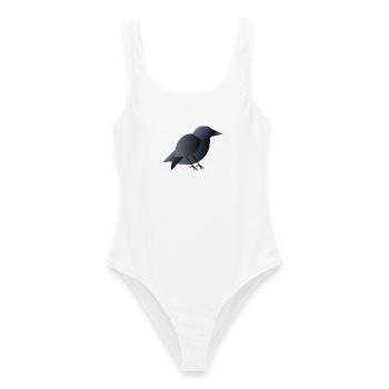 Geometrischer dunkelblauer Vogel - Frauen Badeanzug - Weiß - Vorne - AI Model Female 172 dark (172cm)